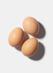 Chicken eggs on a white isolated background