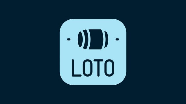 White Lottery ticket icon isolated on blue background. Bingo, lotto, cash prizes. Financial success, prosperity, victory, winnings luck. 4K Video motion graphic animation