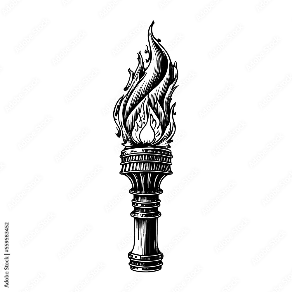 Wall mural torch hand drawn sketch, vector