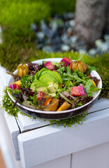 Delicious healthy diet food. Fresh green vegeterian salad.