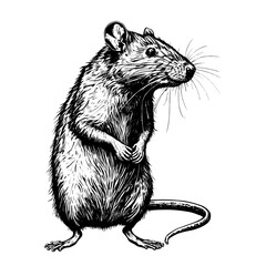 Rat hand drawn sketch, vector illustration - obrazy, fototapety, plakaty