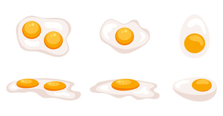 Morning breakfast scrambled egg omelette top view concept. Vector graphic design illustration