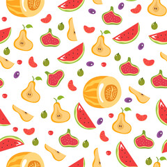 Fruit food summer seamless print pattern background graphic design illustration
