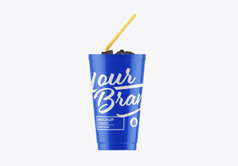 Smoothie Cup with Straw Mockup
