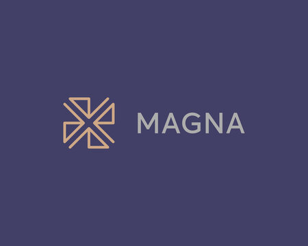 Abstract flower logo. Minimalist vortex windmill sign. Creative fan spin energy icon. Vector illustration.