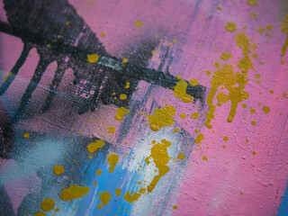 Fragment of colored street art graffiti with contours and shading close-up.street art