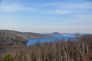 a view of the quabbin reservoir from the enfield look out