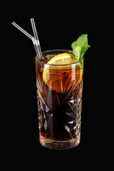 long island or Cuba Libre iced tea cocktail with strong drinks.