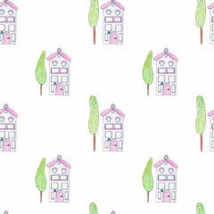 seamless pattern with houses 