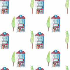 seamless pattern with houses 