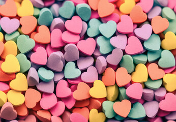 Fototapeta na wymiar Colorful heart shaped candy made with Generative AI