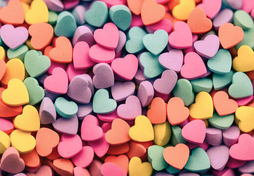 Colorful heart shaped candy made with Generative AI