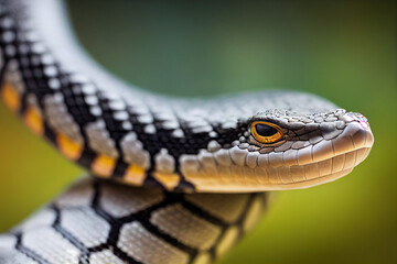 Fototapeta premium dangerous poisonous snake writhes in the jungle, generative AI