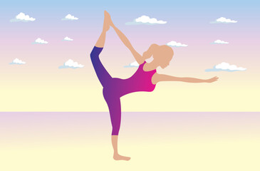 Fototapeta na wymiar Sexy girl doing yoga exercises