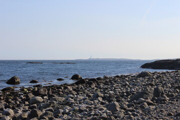 Fototapeta na wymiar Rocks and sea, seaside view in Norway.