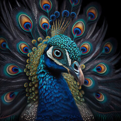 Peacock close-up, Generative AI