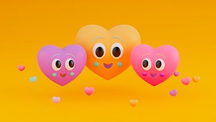 Colorful heart family
