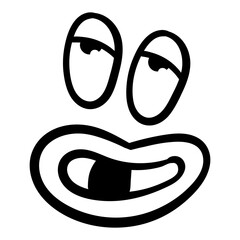 Funny emotion. Cartoon face expression. Line art. Vector hand-drawn illustration isolated on white background.