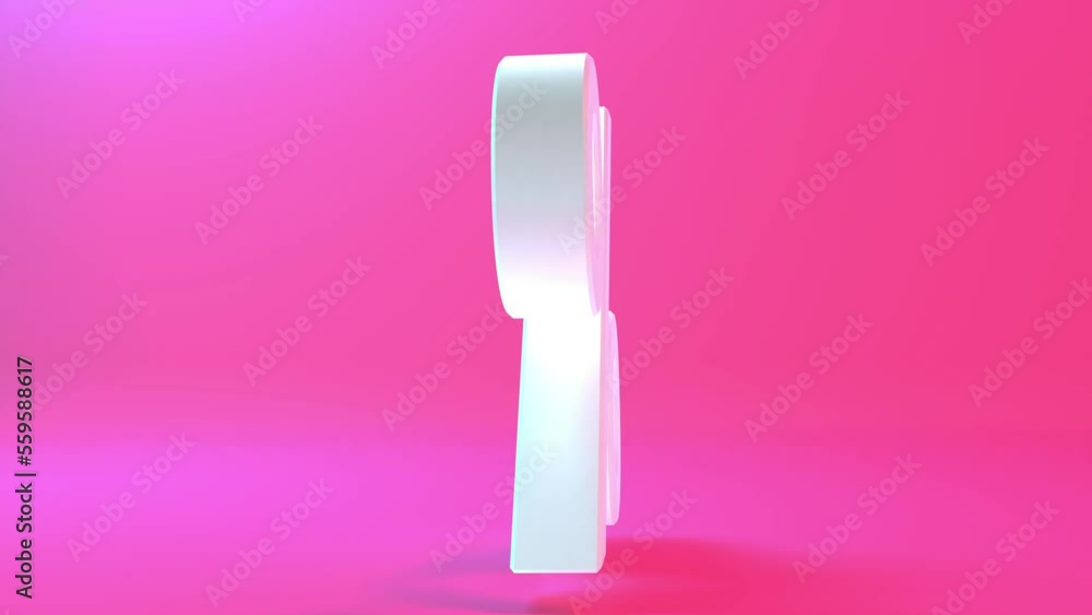 Poster percent sign symbol on pink background with copy space. 3d animation. white percentage sign hovering
