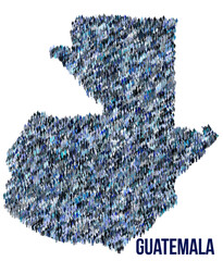 The map of the Guatemala made of pictograms of people or stickman figures. The concept of population, sociocultural system, society, people, national community of the state. illustration.