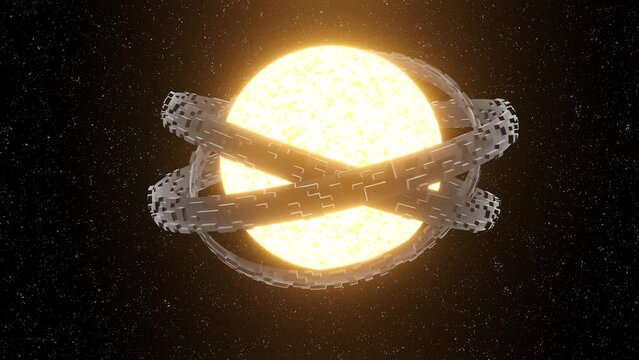dyson sphere sun energy. alien civilization sustainable hydrogen electricity with a star generator