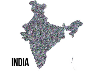 Obraz premium The map of the India made of pictograms of people or stickman figures. The concept of population, sociocultural system, society, people, national community of the state. illustration.