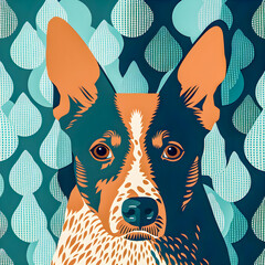 Vintage Dog pattern, drawn illustration, pastel colors Generative AI