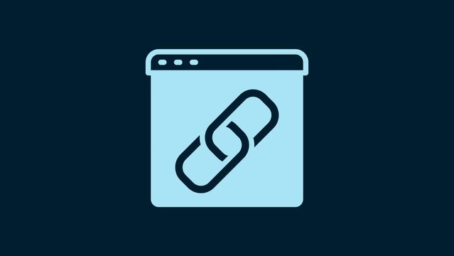 White Browser window icon isolated on blue background. 4K Video motion graphic animation