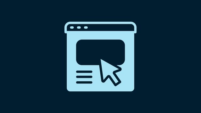 White UI or UX design icon isolated on blue background. 4K Video motion graphic animation