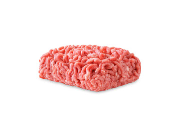 Raw fresh minced meat on a white isolated background