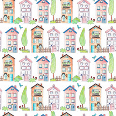 seamless pattern with houses 