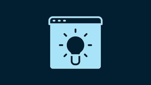 White Browser window icon isolated on blue background. 4K Video motion graphic animation