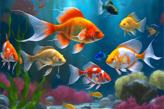 colorful fishes in the aquarium, ai generated images, Generative AI