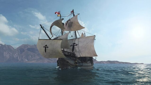 The NAO VICTORIA is the flag ship of the MAGELLAN armada. A scientific 3D-reconstruction of a spanish galleon fleet  in the beginning of the 16th century. 
sails ahead of a global circumnavigation