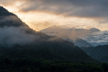 Mindo cloud forest at sunrise, Andes mountains, Ecuador.