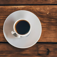 cup of coffee on wooden table