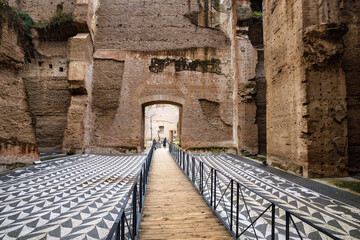 Terme di Caracalla or the Bath of Caracalla, ruins of ancient Roman public baths. Rome, Italy.