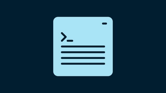 White Software, web developer programming code icon isolated on blue background. Javascript computer script random parts of program code. 4K Video motion graphic animation