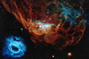 Cosmos, Universe, NGC 2014, NGC 2020, Constellation Dorado - obrazy, fototapety, plakaty