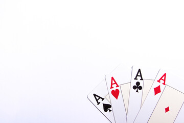 aces four cards on white background