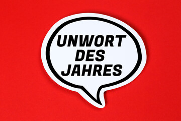 Wahl zum Unwort des Jahres in Sprechblase