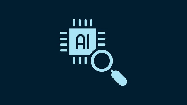 White Computer processor with microcircuits CPU icon isolated on blue background. Chip or cpu with circuit board. Micro processor. 4K Video motion graphic animation