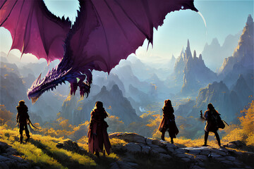 Dragon Encounter at the Mountain's Peak