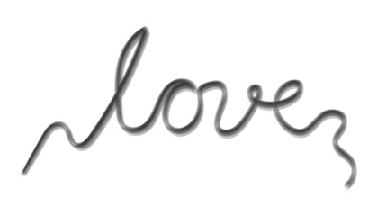 The inscription is Love, written by hand. Isolated vector illustration. A word in the style of linart, minimalistic design.