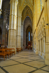 UK, Arundel, 02.02.2023: Arundel Cathedral, view to the walls and windows with amazing interior of 19th centuries  