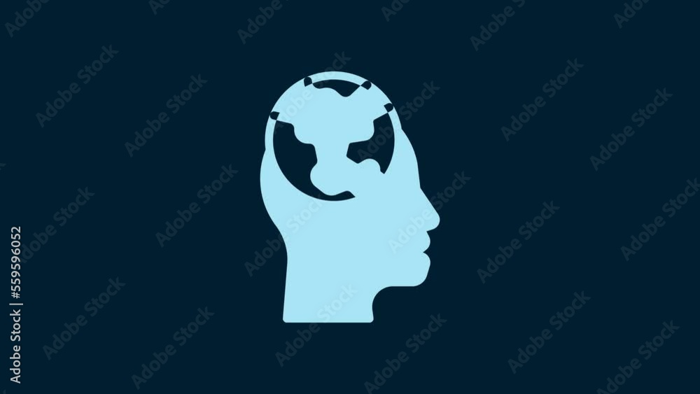 Poster white learning foreign languages icon isolated on blue background. translation, language interpreter