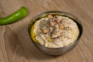 Hummus, also spelled Houmous or Hommus a Jordanian or Israeli Chickpea Dip or Spread