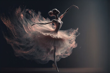 adorable ballet dancer, full body, light painting
