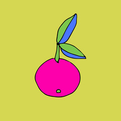 Vector graphic with apple. Decor printable art in bright luminescent colors. Contemporary design for prints, posters, stationery, logos, branding, invitations, social media posts