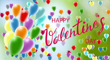 Valentine's Day. Romantic banner. Decoration of beautiful balloons
